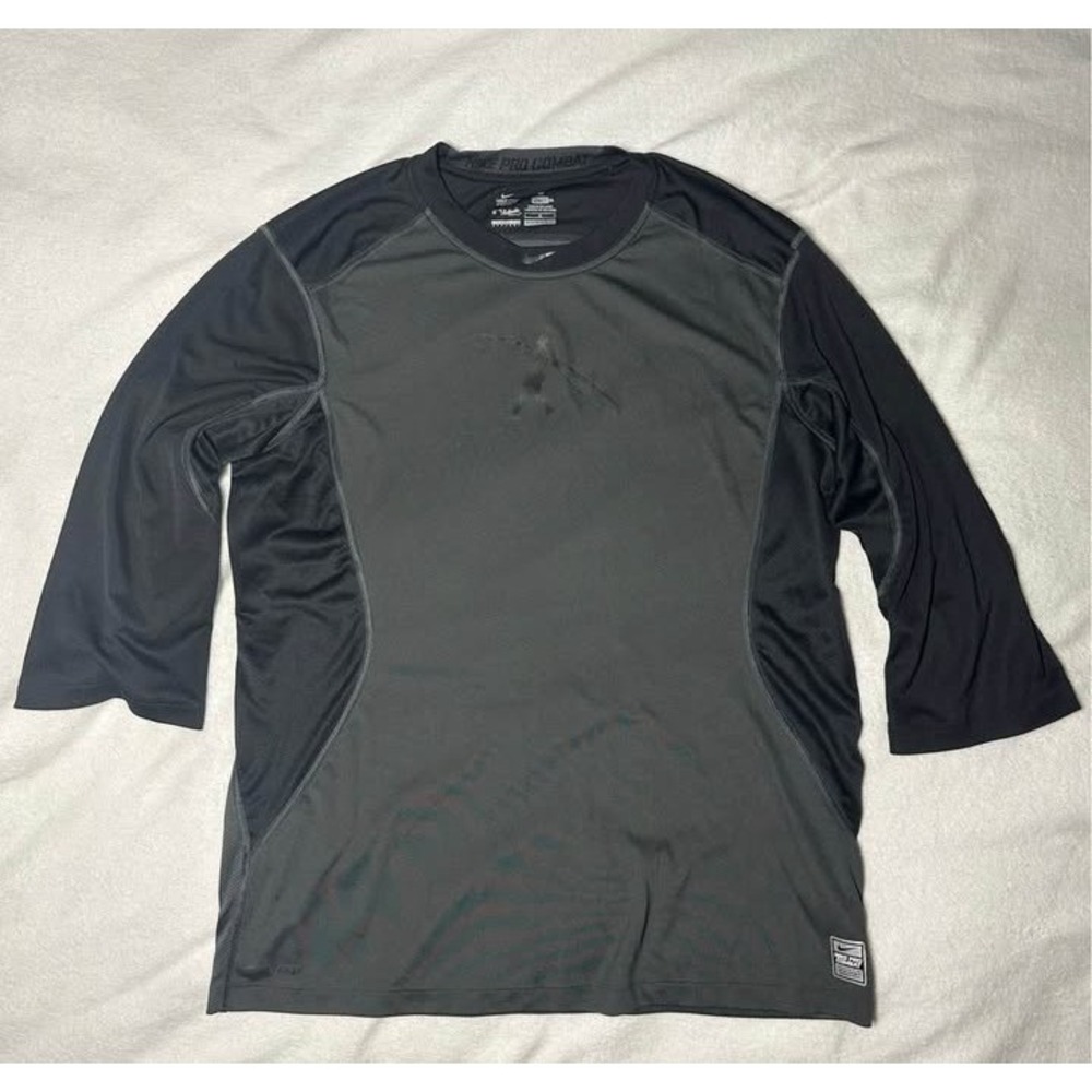 Nike pro combat dri fit shirt Size L Large Black Very Soft Sri Lanka Nice Shirt